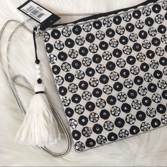 La Sera by franchi Crossbody/Clutch Blk Wht NWT - Picture 5 of 11